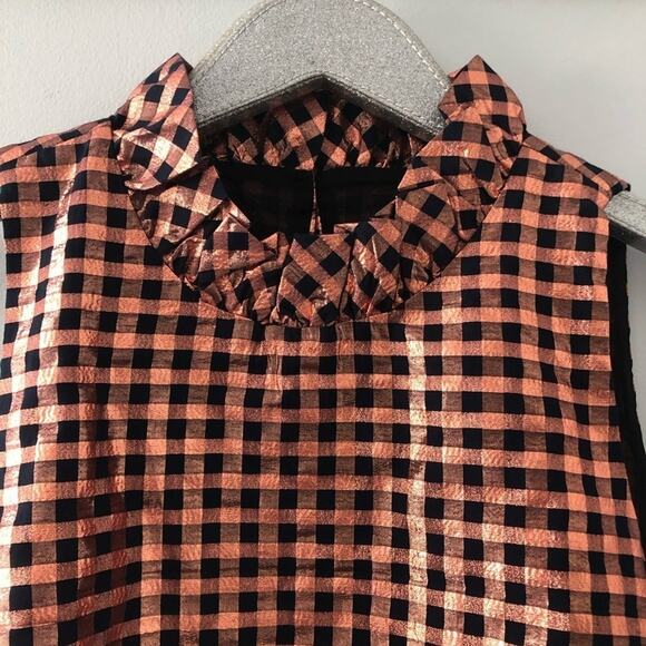 J. Crew Crinkle Gingham Ruffleneck Sleeveless Top NEW - Picture 3 of 9